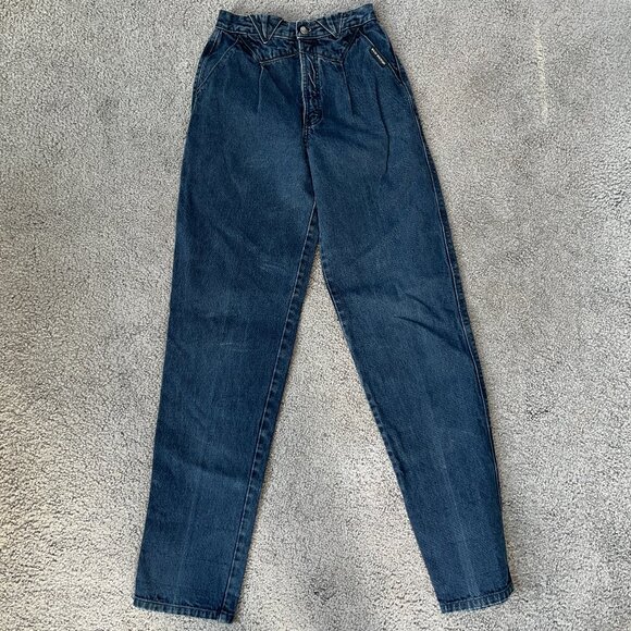 ROCKY MOUNTAIN CLOTHING VINTAGE 80's DARK WASH SUPER HIGH RISE JEANS - 29/9 TALL - Picture 1 of 14
